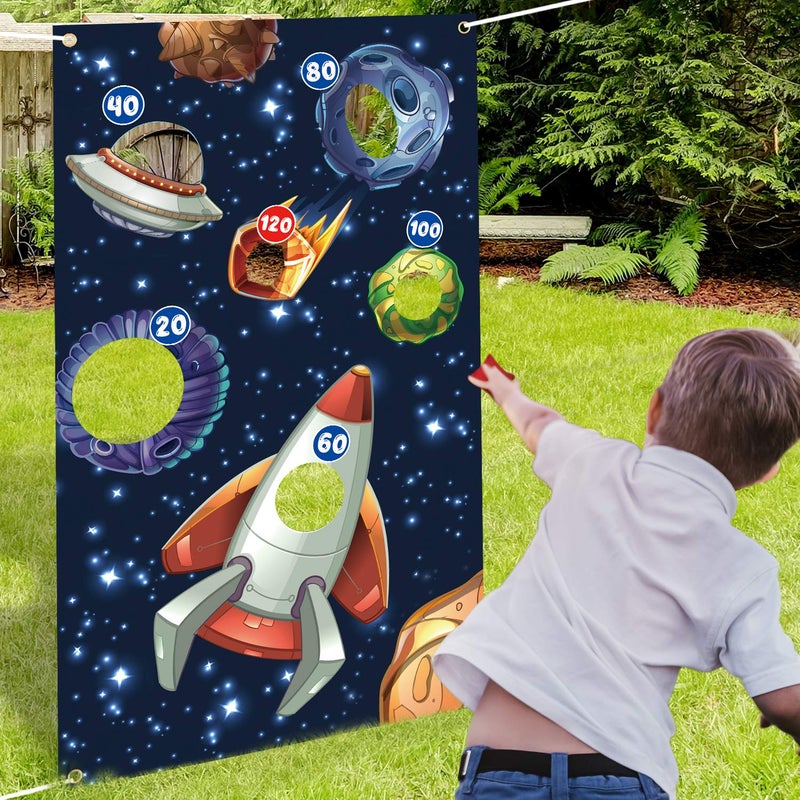 PAKBOOM Outer Space Toss Games Banner Backdrop Indoor or Outdoor Galaxy Theme Birthday Party Decorations Supplies for Kids Adults Family - Image 1
